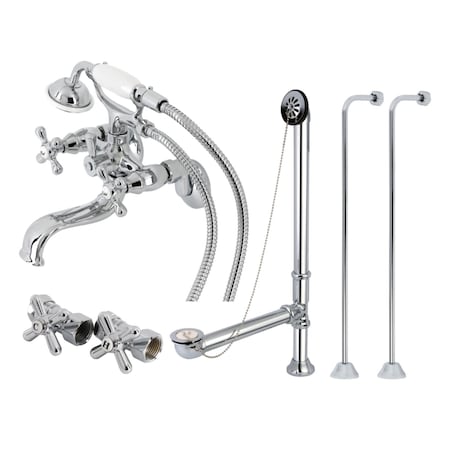 Kingston Brass CCK225C Tub Wall Mount Clawfoot Tub Faucet Package with Supply Line, Polished Chrome CCK225C